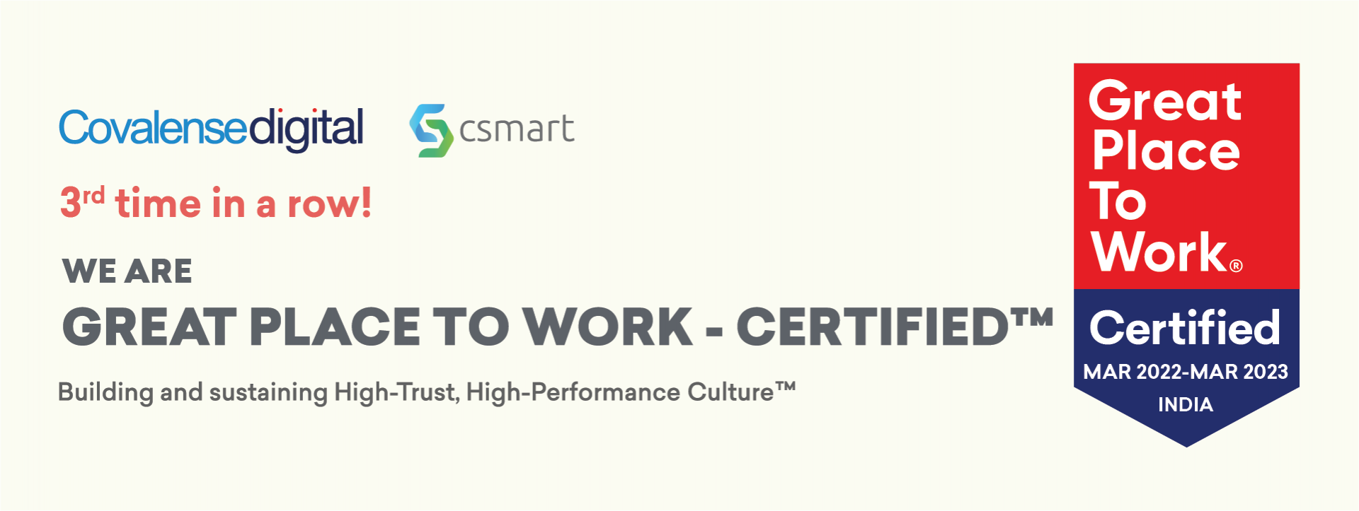 Covalensedigital is GPTW certified again! 3rd year in a row!